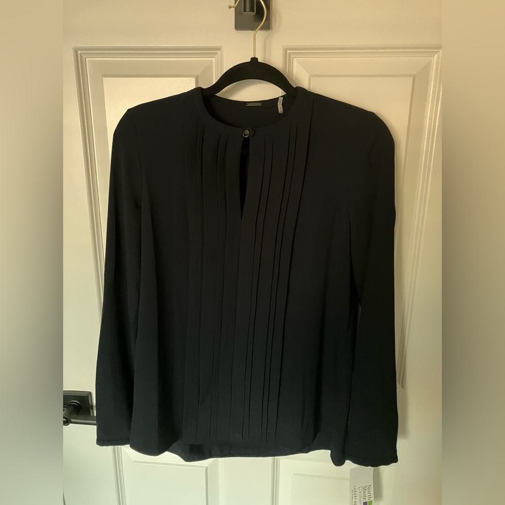 Elie Tahari Long Sleeve Pleated Blouse
